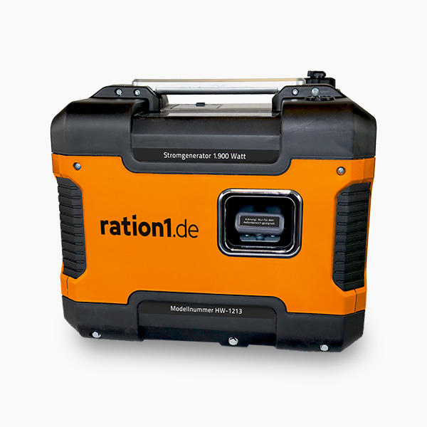 Ration1 Notstrom-Generator / Notstrom-Aggregat, 1.900 Watt mit Schutzgehäuse, Benzin, 4 Takt Motor